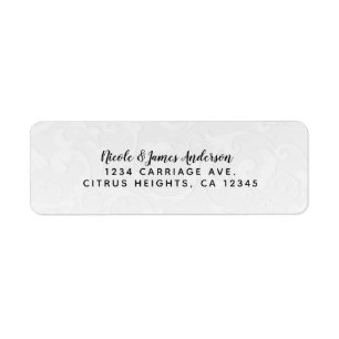 Étiquette Princesse White Damask Storybook Mariage élégant