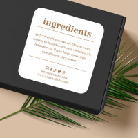 Étiquette produit de la liste des ingrédients du s