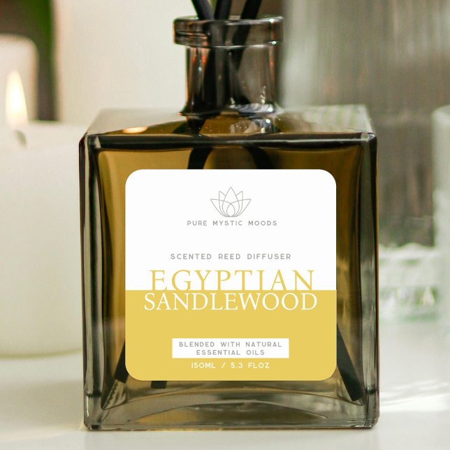 Étiquette produit diffuseur en bois de santal jaun (Créateur téléchargé)