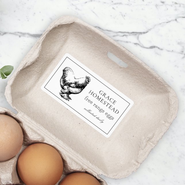 Étiquette Produit en carton d'oeuf de poulet de ferme simple (Créateur téléchargé)