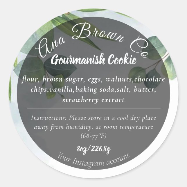 Étiquette produit Eucalyptus (Devant)