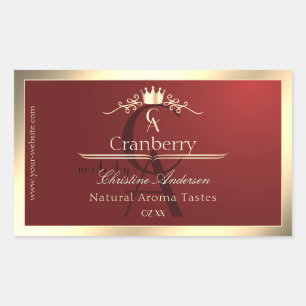 Étiquette produit rouge vin avec Monogramme cadre