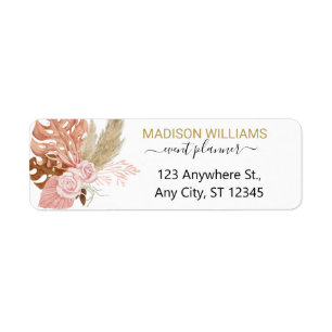Étiquette Professional Business Boho Flowers Adresse de reto
