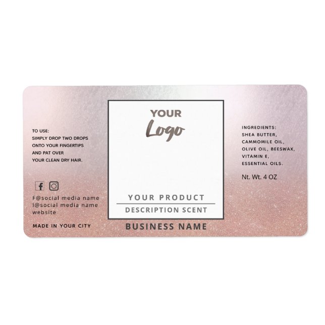 Étiquette Professional chic simple logo rose gold product  (Devant)