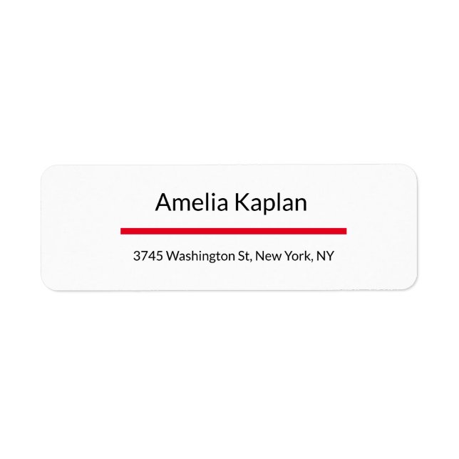 Étiquette Professionnel minimaliste blanc rouge (Devant)