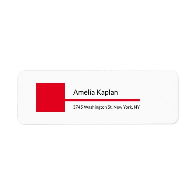 Étiquette Professionnel minimaliste minimaliste blanc rouge  (Devant)