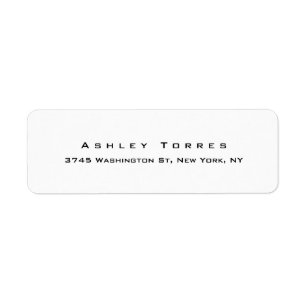 Étiquette Professionnel Plain Elegant Moderne Noir & Blanc