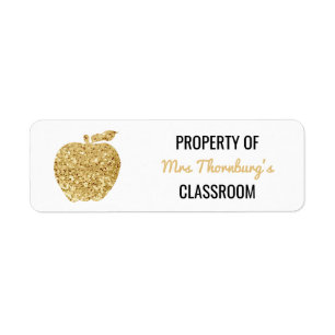 Étiquette Propriété de l'enseignant de la classe Faux Gold P