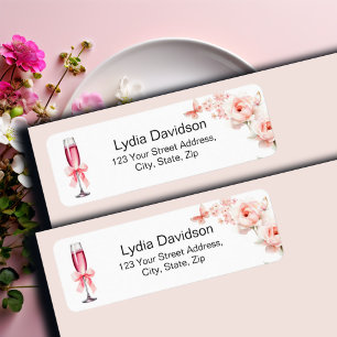 Étiquette Prosecco Dusty Rose Roses Adresse de retour
