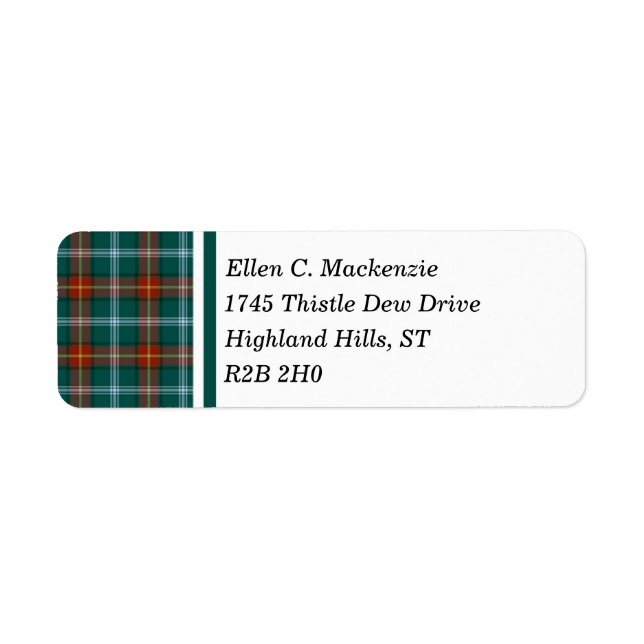Étiquette Province du Manitoba Canada Tartan (Devant)