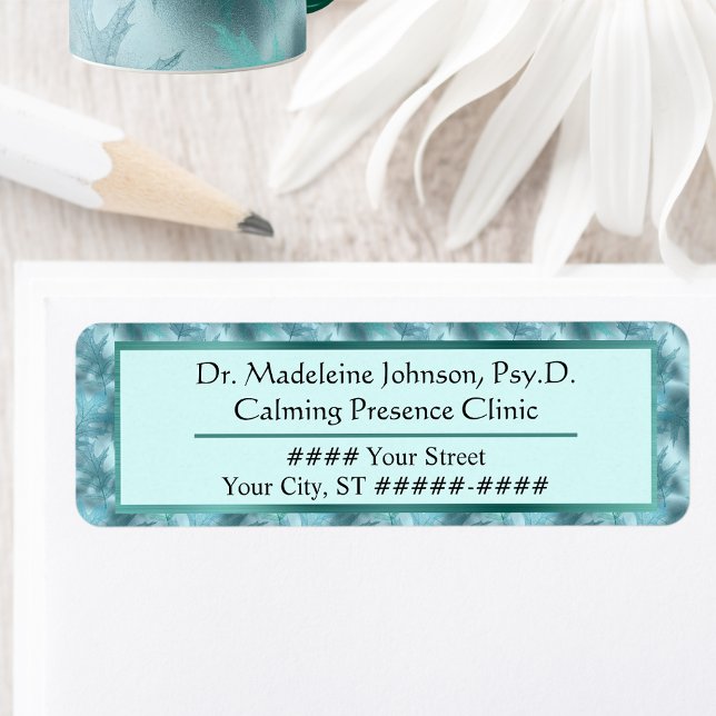 Étiquette Psychothérapie ou conseillère Turquoise feuilleté  (Créateur téléchargé)