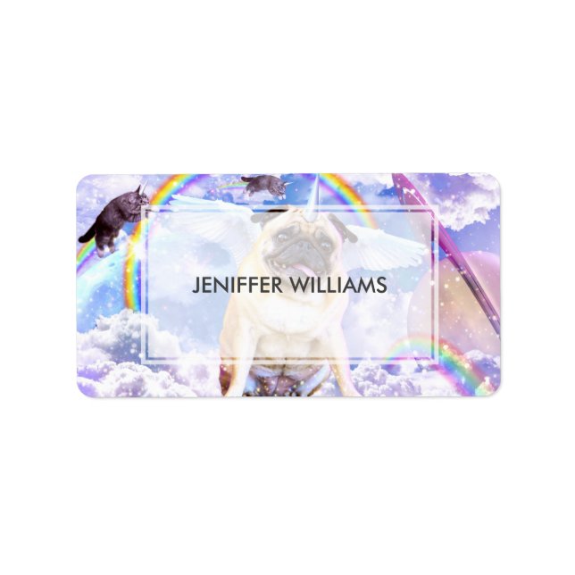 Étiquette Pug unicorn (Devant)