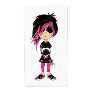 Étiquette punk d'autocollant de fille d'Emo