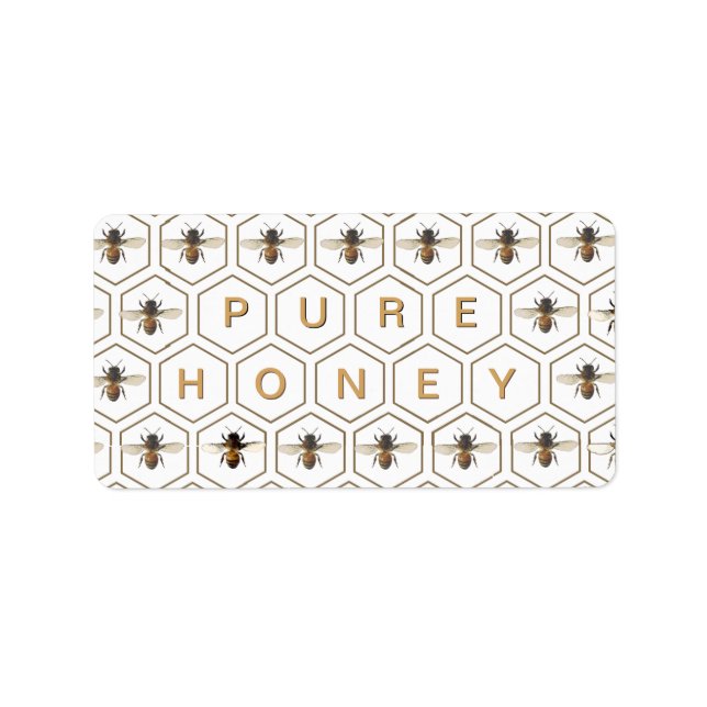 Étiquette PURE HONEY Honeycomb ou Honey Stix Bee Mini Étique (Devant)