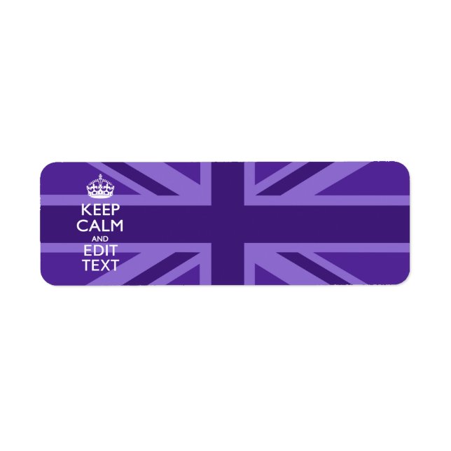 Étiquette Purple Accent Keep Calm and Your Text Union Jack (Devant)