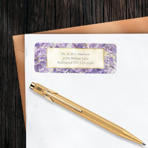 Étiquette Purple Amethyst Gemstone Retourner l'adresse Étiqu
