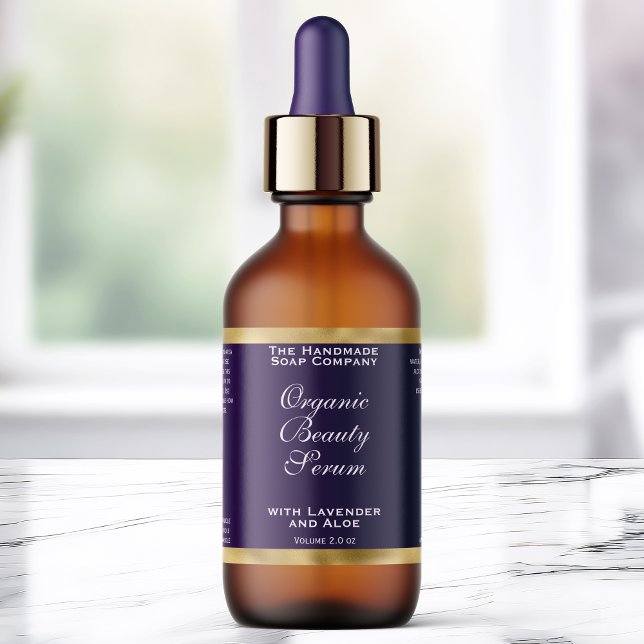 Étiquette Purple and Gold Cosmetics Dropper Bottle Label (Créateur téléchargé)