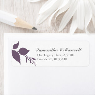 Étiquette Purple and White Botanical Greenery Adresse de ret