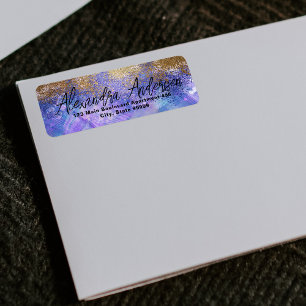 Étiquette Purple Blue Gold Parties scintillant Art moderne G