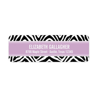 Étiquette Purple et Zebra Print Return Adresse