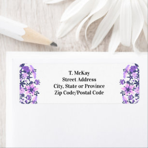 Étiquette Purple Floral Adresse de retour