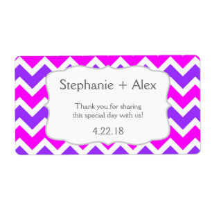 Étiquette Purple Fuchsia Chevron Bouteille d'eau customisez-