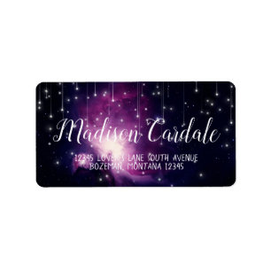 Étiquette Purple Galaxy Stars Wedding Return Address
