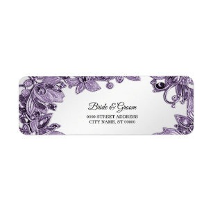 Étiquette Purple Gemstone Floral Adresse de retour