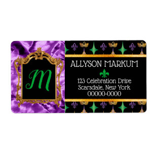 Étiquette Purple Gold Harlequins Mardi Gras Adresse de retou