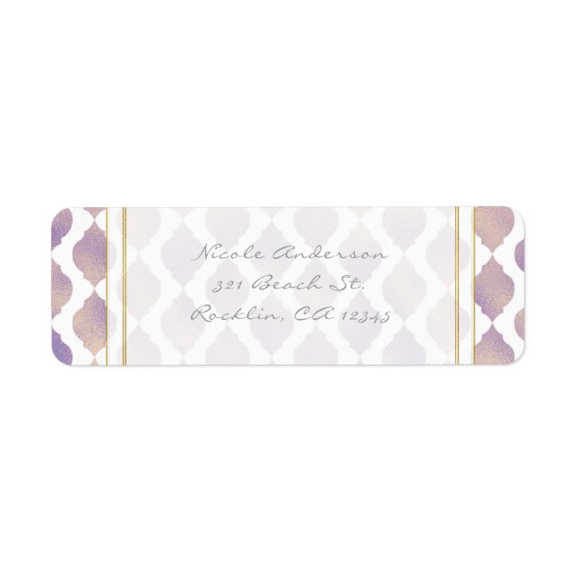 Étiquette Purple Gold & White Marocain Moderne Invitation (Devant)