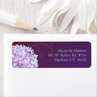 Étiquette Purple Hydrangea Plum Mariage Adresse de retour
