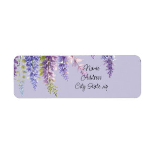 Étiquette Purple lavande aquarelle glycine florale lilas