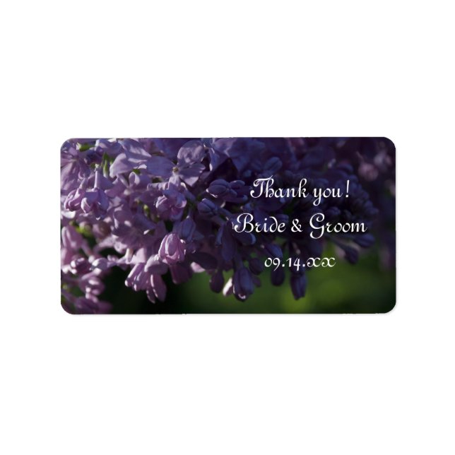 Étiquette Purple Lilac Fleurs Mariage Merci Favoriser les ét (Devant)