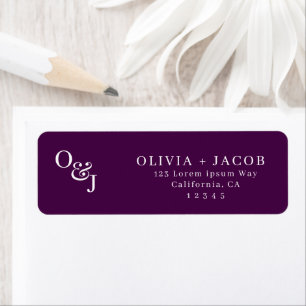 Étiquette Purple magenta script design Monogram Mariage