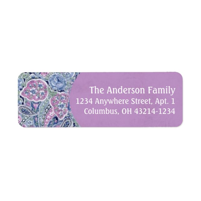 Étiquette Purple Paisley Floral Adresse de retour Label 2 (Devant)