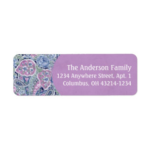 Étiquette Purple Paisley Floral Return Adresse Label 2