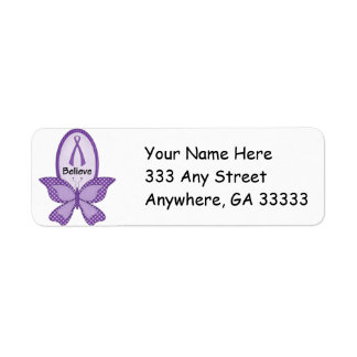 Étiquette Purple Ribbon cancer sensibilisation à l'étiquette