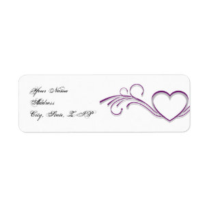 Étiquette Purple Silver Heart Scroll Monogramme Adresse de r