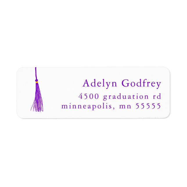 Étiquette Purple Tassel Graduation Return Adresse (Devant)