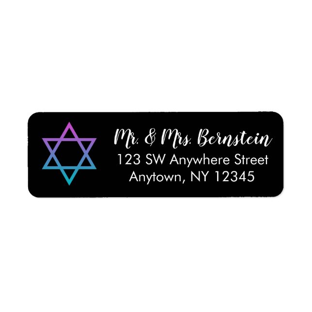 Étiquette Purple Turquoise Star of David Adresse de retour (Devant)