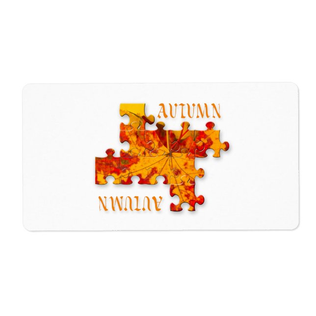 Étiquette Puzzle des feuilles d'automne (Devant)