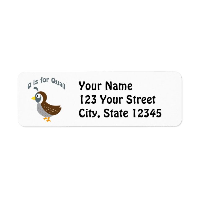Étiquette Q est pour Quail (Devant)