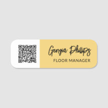 Étiquette QR Code en écriture brosse jaune et blan