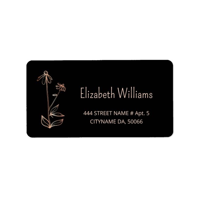 Étiquette QR Code |  Wildflower Copper Black Minimalist (Devant)