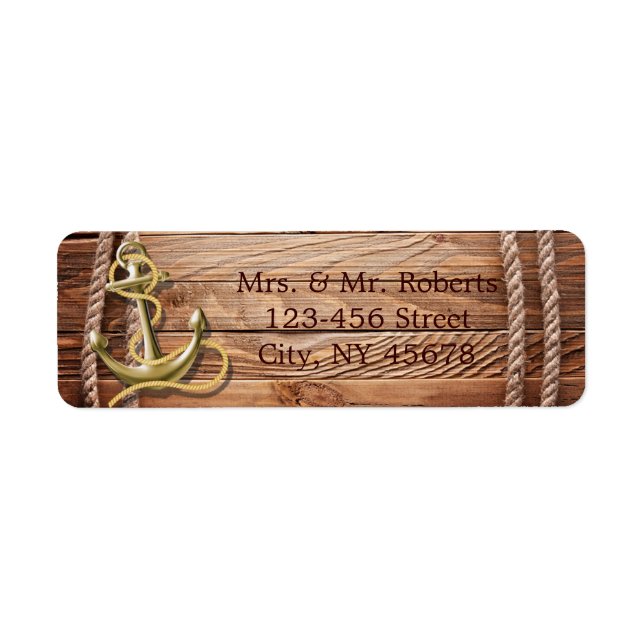 Étiquette quai bateau mariage nautique ancre de plage de boi (Devant)