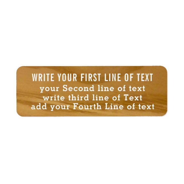 Étiquette quatre lignes de texte modifiable sur le faux bois (Devant)