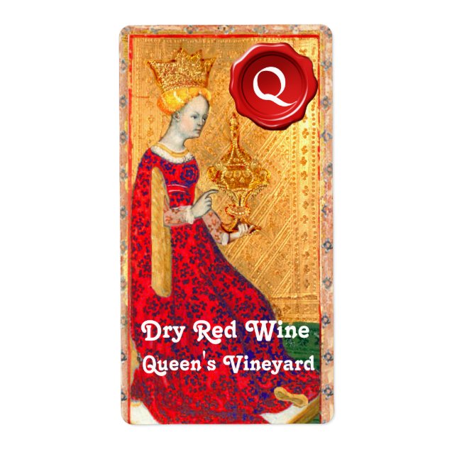 ÉTIQUETTE QUEEN'S VINEYARD RED WINE WAX SEAL/ ANTIQUE TAROTS (Devant)