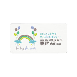 Étiquette Rainbow & Balloons Boy Baby shower Adresse de reto
