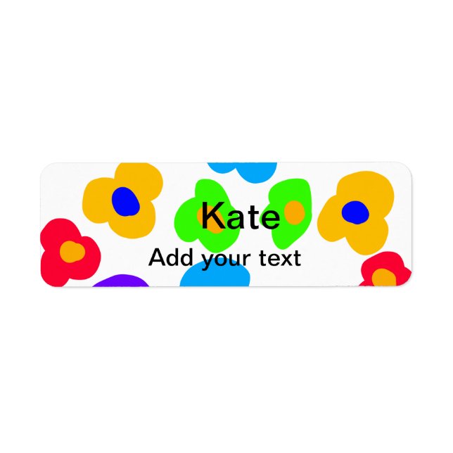 Étiquette Rainbow flower pride amour ajouter nom texte lqbtq (Devant)