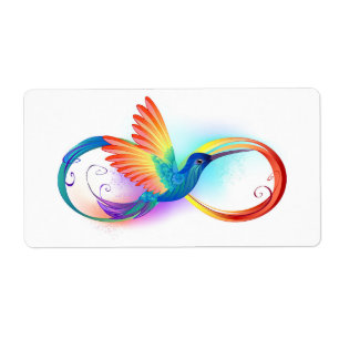 Étiquette Rainbow Hummingbird with Infinity symbol
